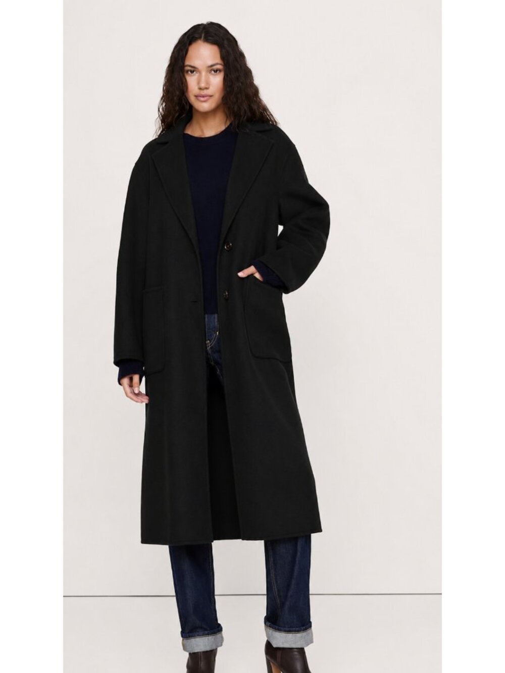 Banana Republic Women’s L Black Wool Blend Unlined Long Maxi Coat
